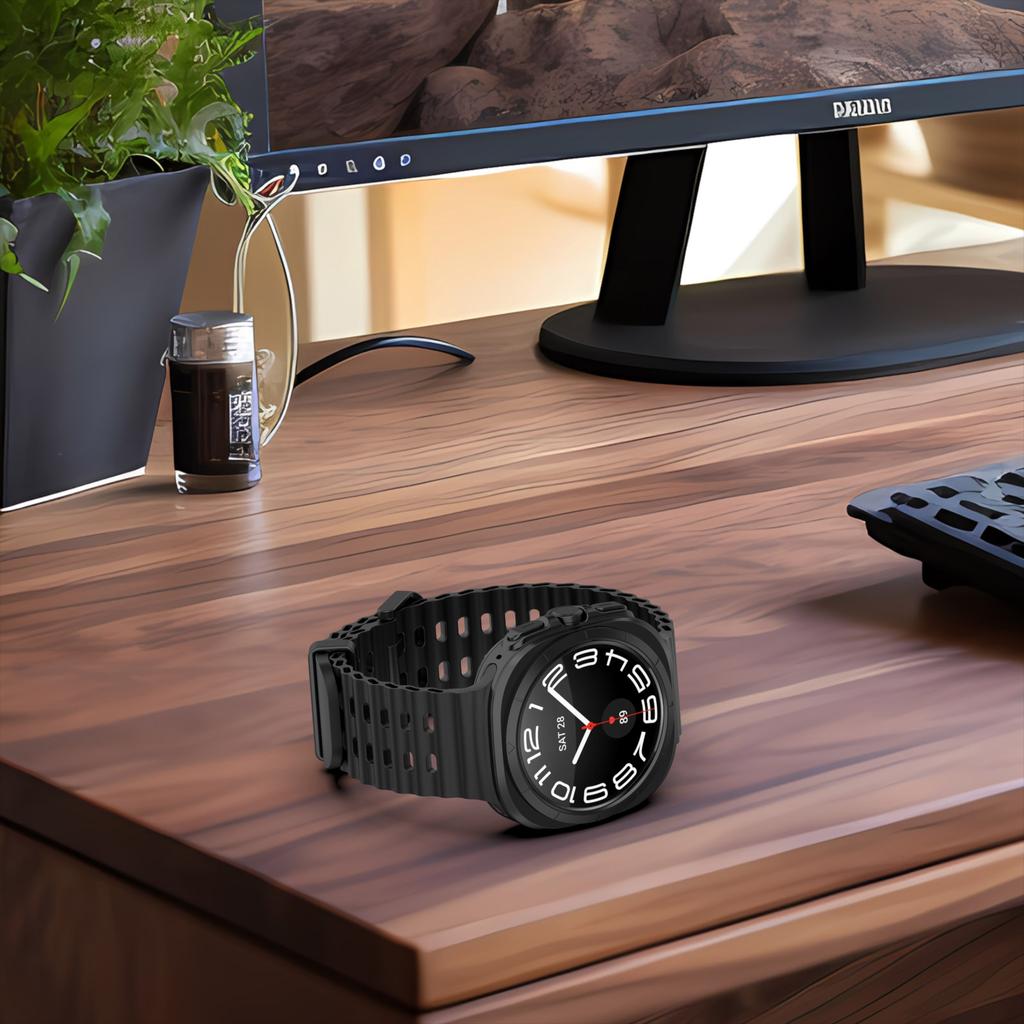 For Samsung Galaxy Watch Ultra 47mm Silicone Watch Strap Dual Pins Buckle Sports Band