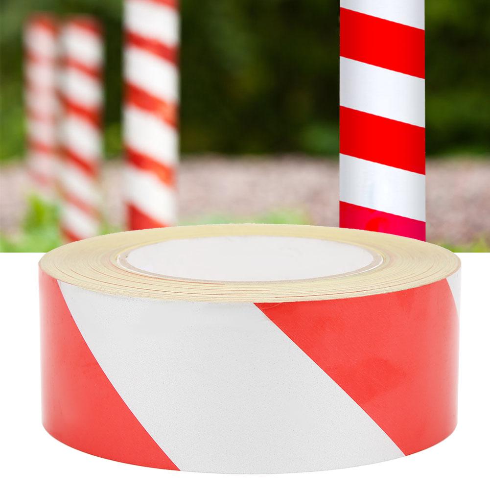 Rød Hvit Sikkerhetsreflekterende PVC-tape Varselklistremerke Markering Selvklebende tape 50mm x 46m