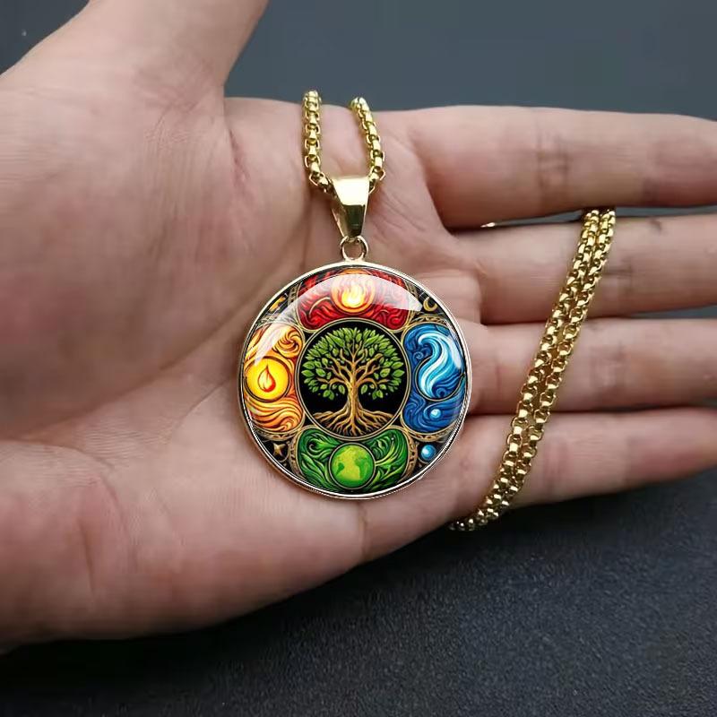 Flame Tree Ring of Life Totem Men's Trendy Jewelry Pendant Fashion Necklace Pendant