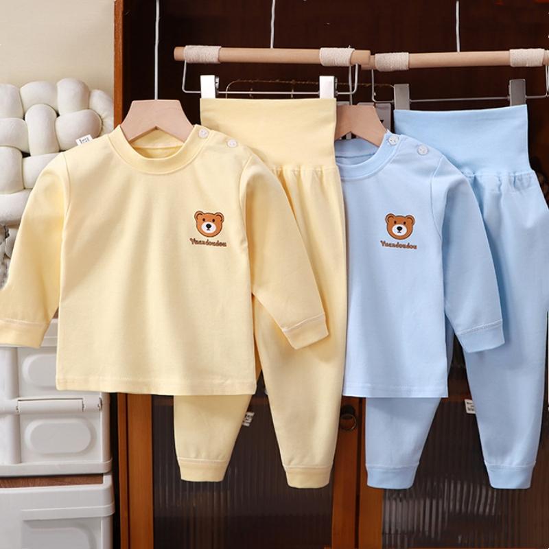 2 ks/sada Podzim Zima Chlapci Dívky Pyžamo Děti Sada Nočního Oblečení Bavlna Silná Polstrovaná Bunda Teplé Oblečení na Volný Čas Sada Spacího Oblečení Dětské Oblečení Pj Sada