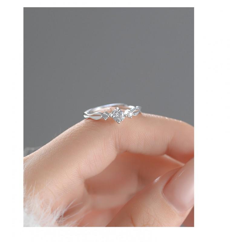 Adjustable Ring With White Gold Plated Zircon Stone Minimalist Geometric Design Women 2025