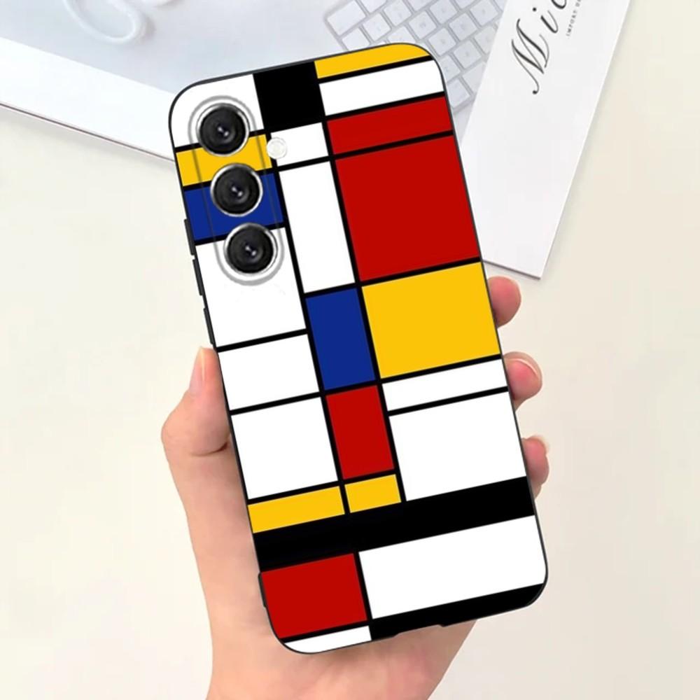 TOPLBPCS Mondrian Grid Phone Case For Samsung S21,S22 Ultra,S20,S30 plus,S22 plus,S23,S30 ultra 5G Silicone Cover