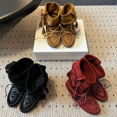 2025 Autumn New Strap Fringed Boots Women's Retro Woven Flat-bottomed Comfortable Medium Boots Fashionable Western Stacking Boots