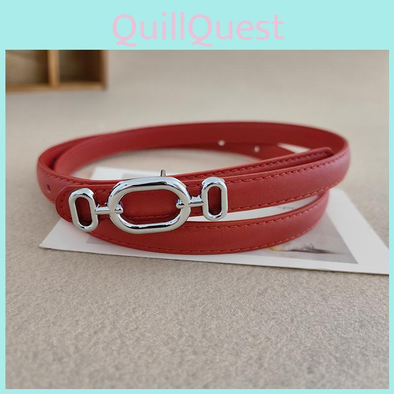 Retro Womens Belt With Oval Shaped Metal Buckle Decoration For Daily Office And