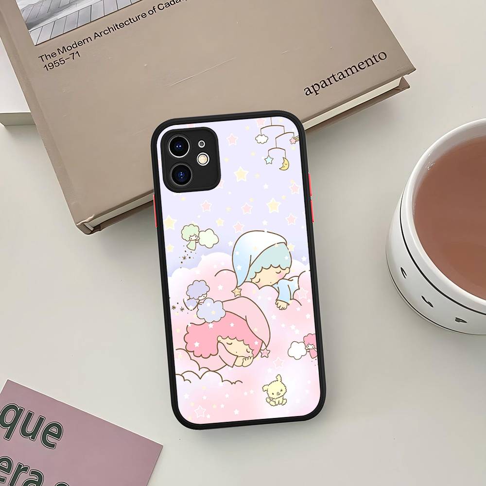 L-Little Twin Stars Phone Case For iPhone 13 12 X XS MAX Pro Max 16 15 11 14 Pro Max Shockproof Matte Cover