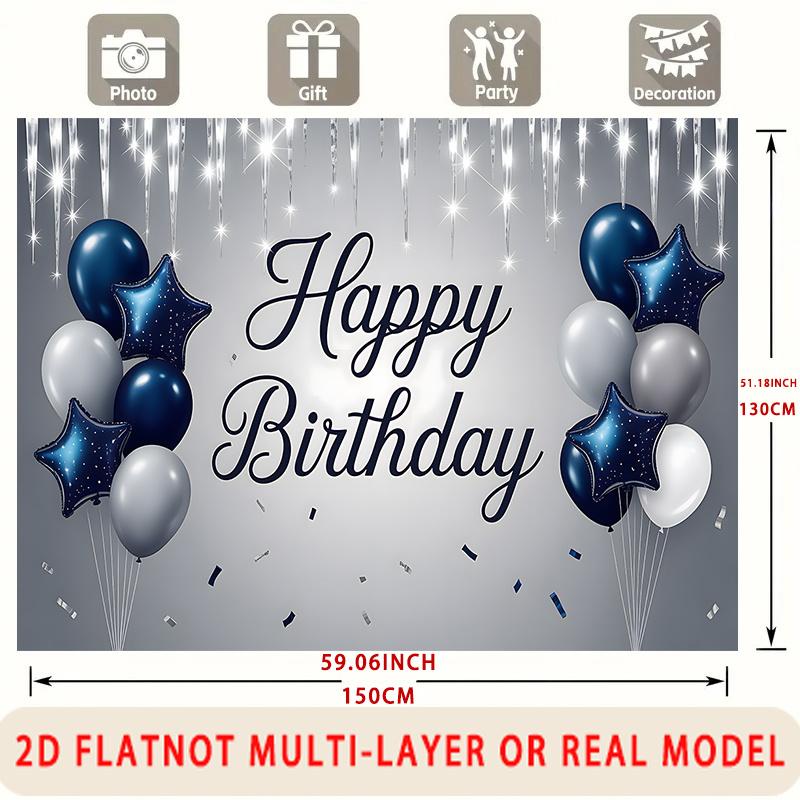 Blue Balloon Party Backdrop 1pc - Photo Booth Props