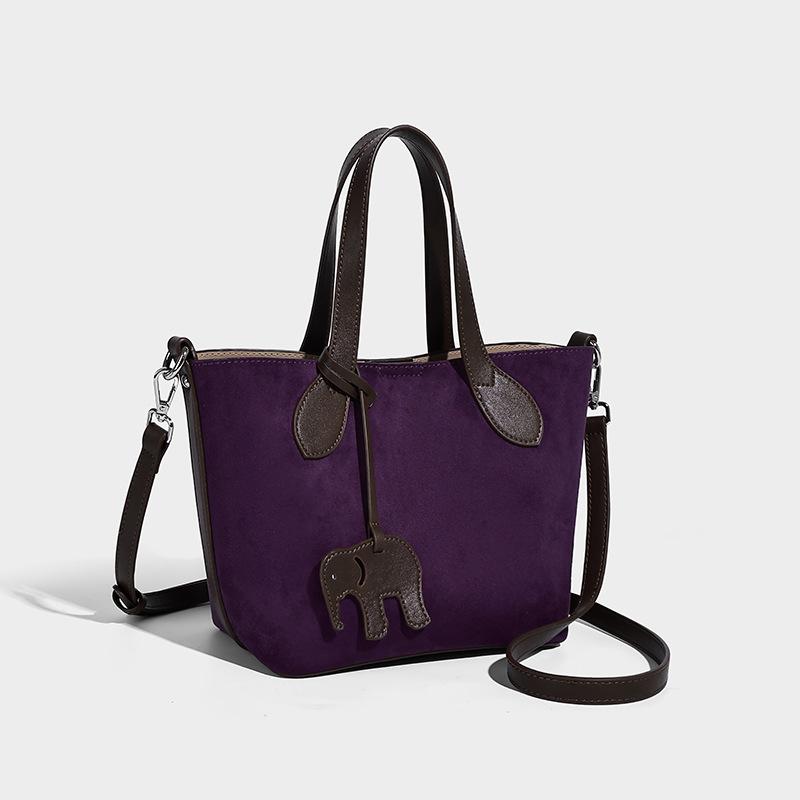 

Уникальная сумка-корзина из замши, сумка-ведро, 2025 Осень-Зима, новая уникальная сумка, высококлассная сумка через плечо Purple suede