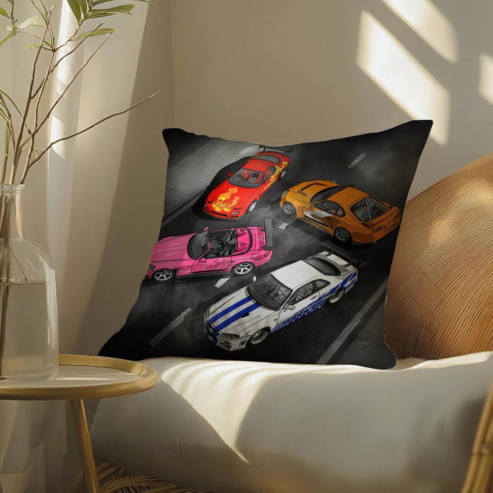 F-Fast And F-Furious Movie Cushion Cover Soft Short Plush Pillow Cover Smooth Cozy Texture Aesthetic Cushion Case Home Decor