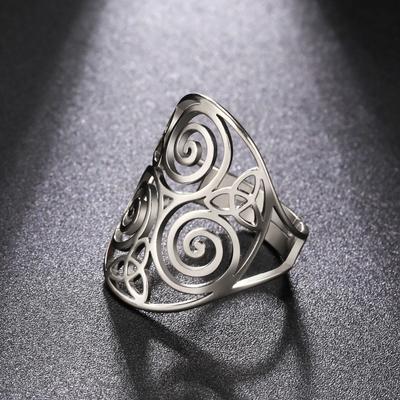Anéis Ajustáveis com Nó Celta para Homens Mulheres Amuleto Triskelion Aço Inoxidável Joias Wicca Presente Vintage