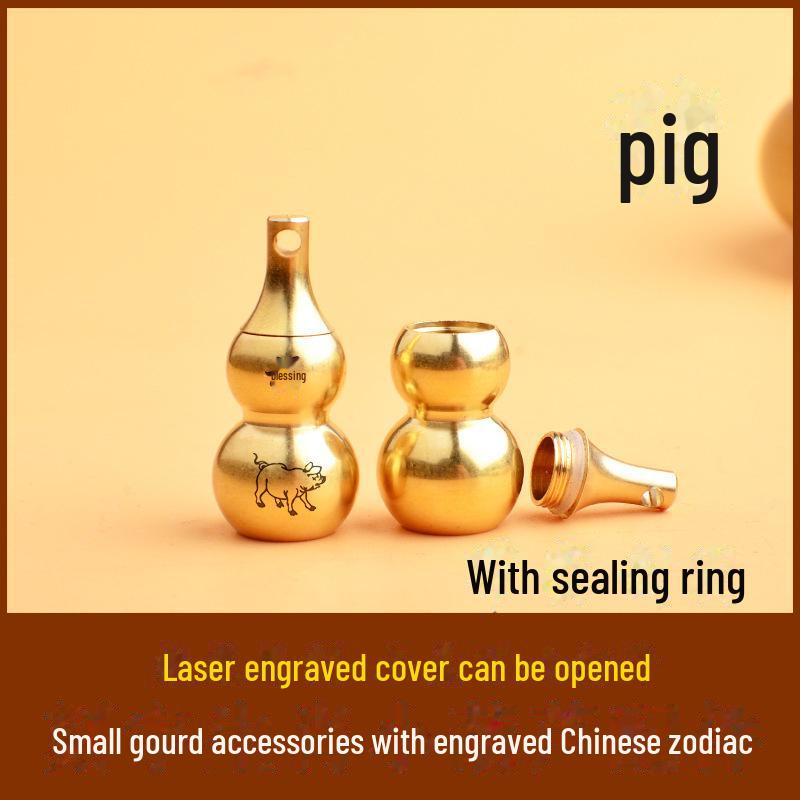 Schlüsselanhänger aus Messing mit Sternzeichen-Kürbis, acht Trigrammen und Segensgravur