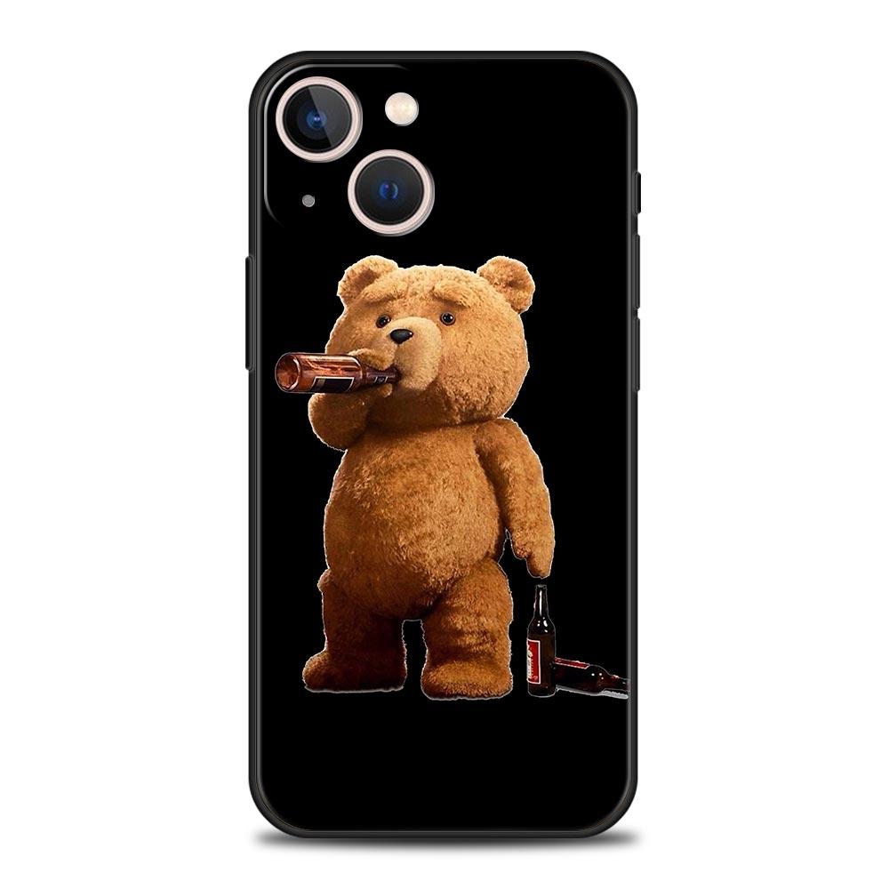 

Забавный роскошный чехол для телефона с бурым медведем для iPhone 13 15 14 12 11 Pro MAX XR X SE XS 7 8 Plus, мягкий силиконовый черный чехол iPhone 12 Pro