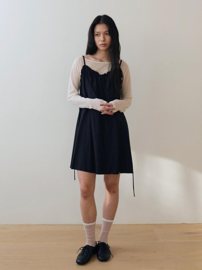 Anout Silky Ruffle Dress Black