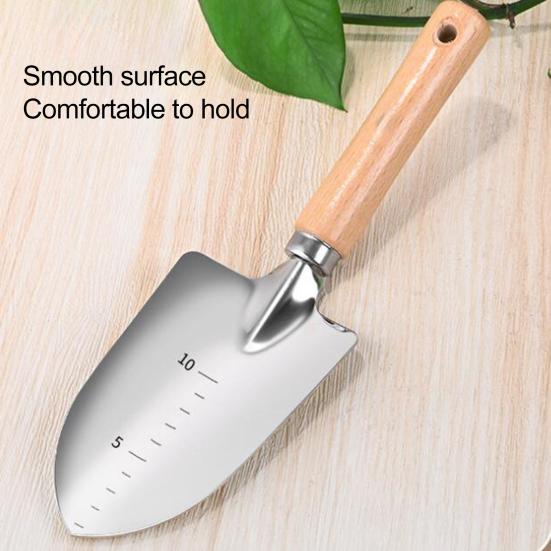 Garden Hand Trowel Heavy Duty Polished Stainless Steel Garden Shovel with Wooden Handle Digging Transplanting Shovel