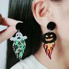 Fashion Dangle Earrings Spirit Pumpkin Skull Flower Drop Earrings Statement Jewelry Halloween Cartoon Acrylic Earrings