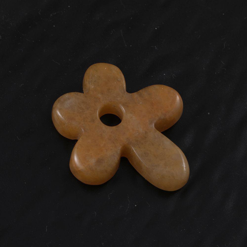 Purple Pink White Crystal Agate Tiger Eye Carved Five-Petal Flower Pendant Necklace