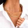 18K Gold-Plated Stainless Steel Blade Chain Hammer Round Chain Double-Layer Necklace Wind Simple Collarbone Chain Female Nc-1367