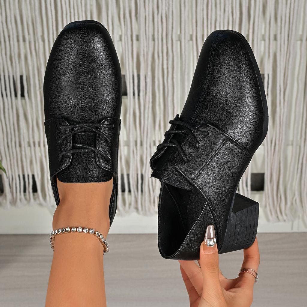 Spring and Autumn New Round Head Square Heel Casual Women's Shoes Fashionable and Comfortable Banquet High Heels Work Shoes