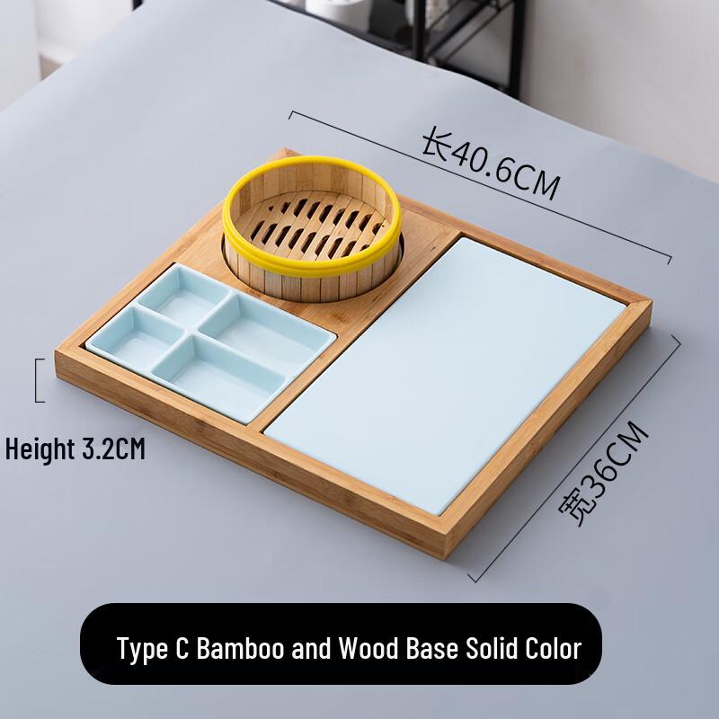 Melamine Roast Duck Plate with Detachable Bamboo Base