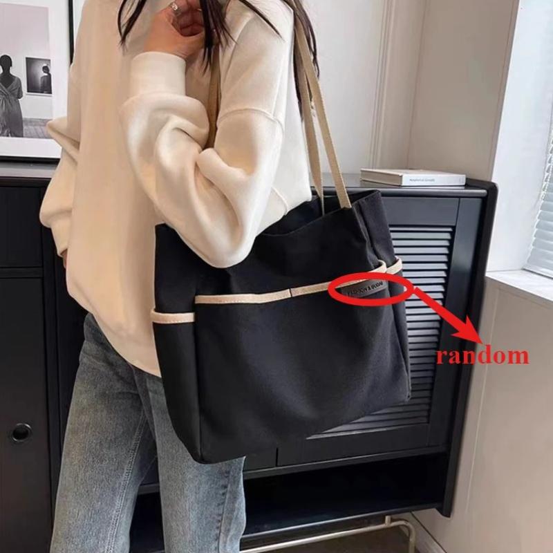 Large Capacity College Style Versatile Shoulder Bags, Korean Versi Simple Canvas Handbag, Suitable for Commuting To School