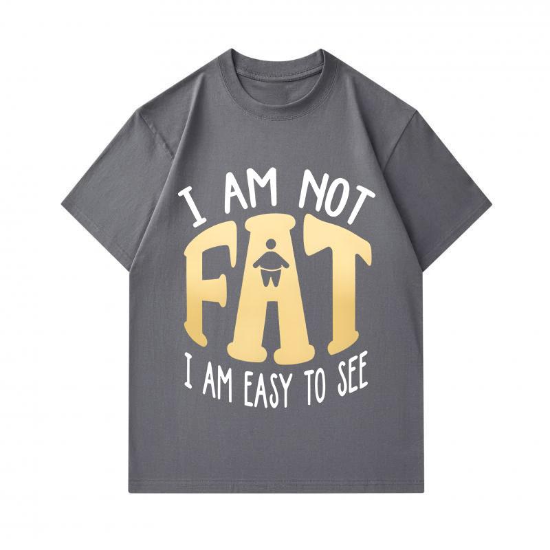Men's 100% Cotton Crew Neck Short Sleeve T-Shirt, Funny 'I Am Not Fat I Am Easy To See' Letter Print Casual Humorous Top For Daily Wear
