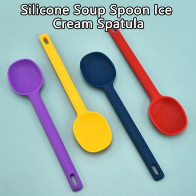 Practical Heat Resistant Universal Kitchen Spoon Silicone Cake Soup Shovel Daily Use