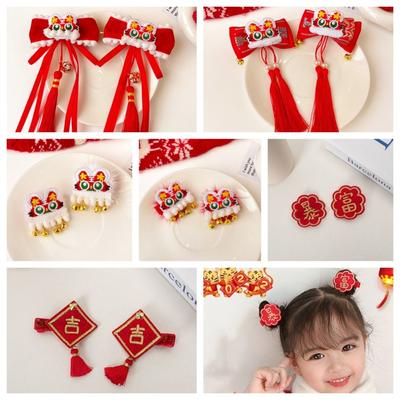 Hanfu Headdress New Year Barrettes Chinese Style Red Bow Hair Clip  Dancing