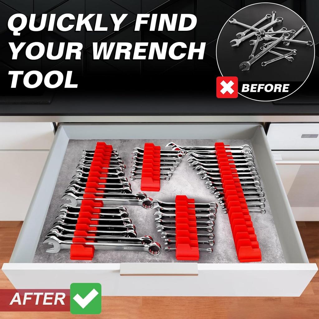 Wrench Pro Upright Storage Organizer 20 Wrenches Magnetic Hexagonal Head Style - Modular Toolbox Holder Made Durable Plastic