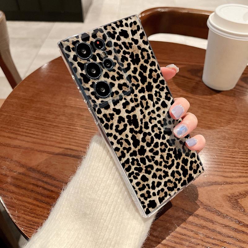 Leopard Print Case For Samsung Galaxy S26 S25 S24 Ultra S23 S25 FE A57 A17 A37 A16 A56 A55 A15 A35 A36 5G Soft TPU Phone Cover Galaxy S25 Ultra