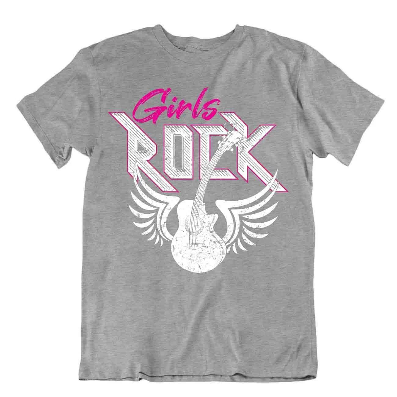 Girls Rock T-Shirt Music And Art Shirts Funny Guitar Tee Cool Gift S