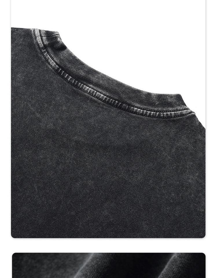 Men's Vintage Distressed Oversized Drop Shoulder T-Shirt, European Size, 230g, Short Sleeve