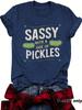 Women's Summer Round Neck Short Sleeve T-shirt Playful Cucumber Pattern Print Comfort T-shirt
