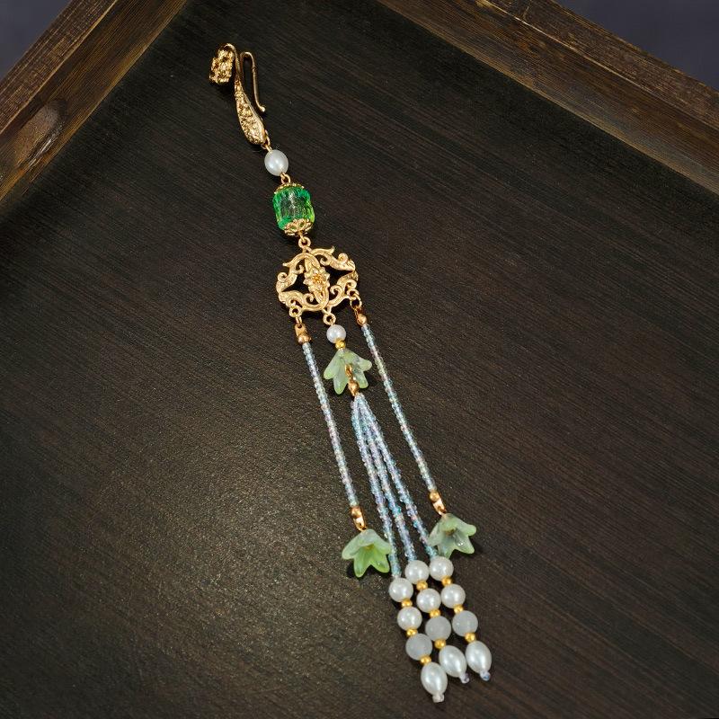 

Нефритовая подвеска на пояс в древнем стиле, поясная подвеска, китайский ханьфу, ципао, подвеска с кисточкой, поясная цепочка, кулоны, украшение на пояс платья