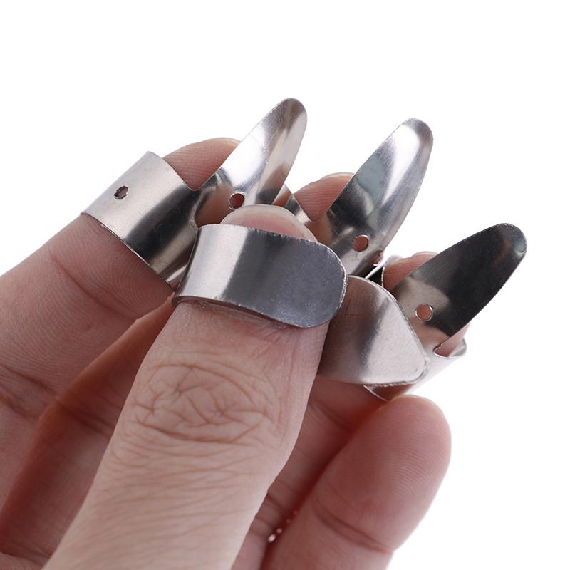 4Pcs Guitar Accessories Finger Picks Plectrums Metal Slide Tools
