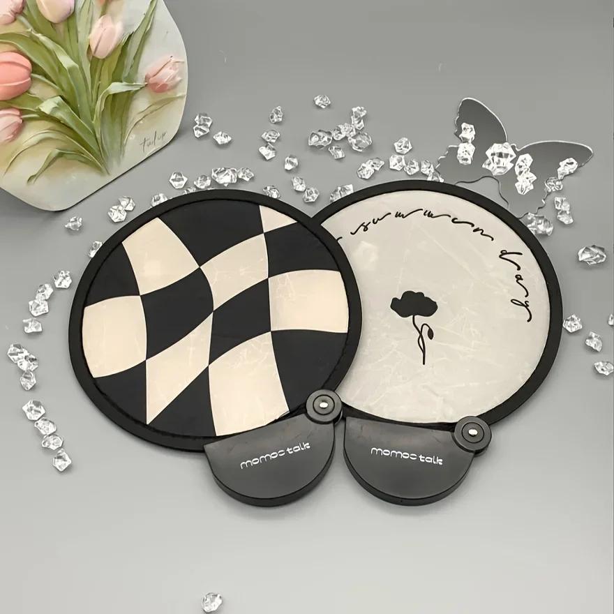 Portable handheld folding fan with storage bag, compact and portable, suitable for outdoor activities in summer