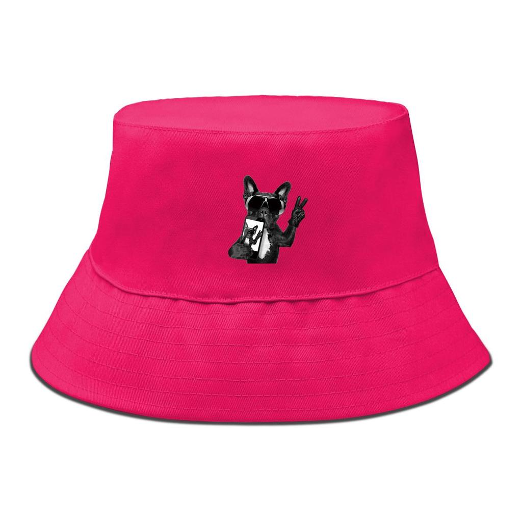 Black Dog Sunglasses Print Bucket Hat , Cool Animal Phone Women's Hat Fit Unisex Wide Brim Beach Cap