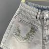 Washed retro blue denim shorts women's summer new high waist thin versatile a word wide leg hot pants tide