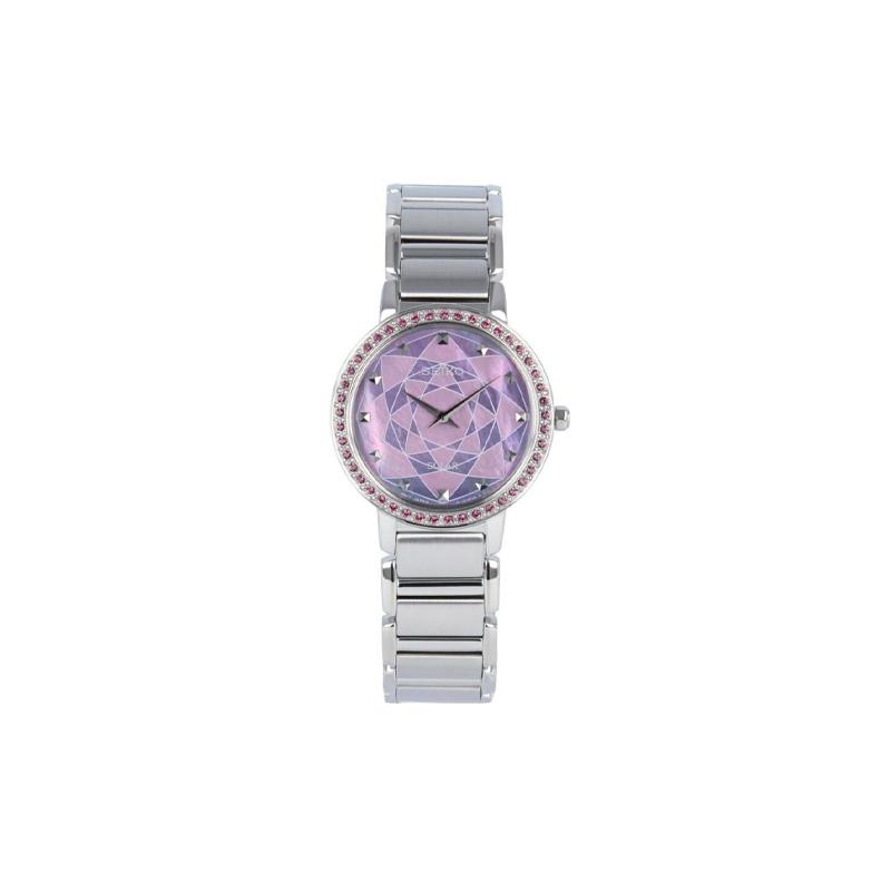 SEIKO 30 meters waterproof solar Quartz Steel Strap women s watch purple dial SUP453P фиолетовый