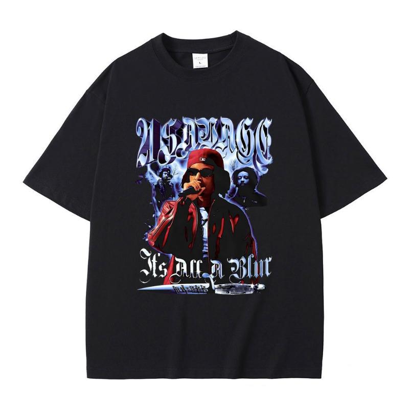 Rapper 21 Savage Its All A Blur Graphic Print TShirt Unisex Women Fashion Casual Rock Streetwear Short Sleeve TShirt Unisex Loose