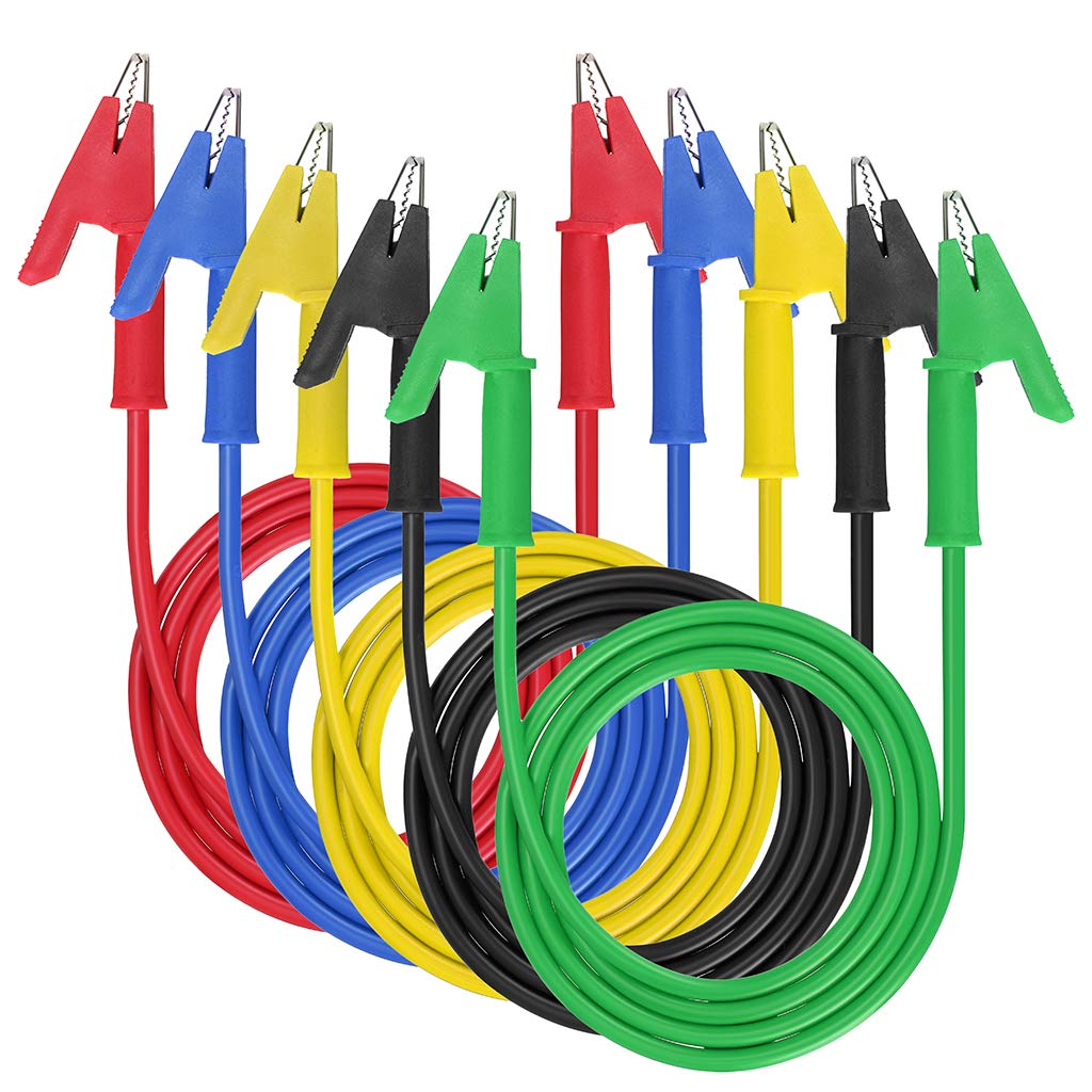 5pcs Banana to Banana Plug Test Lead Set 1m Banana Plug to Crocodile Alligator Clip Test Probe, Dual Ended Crocodile Alligator