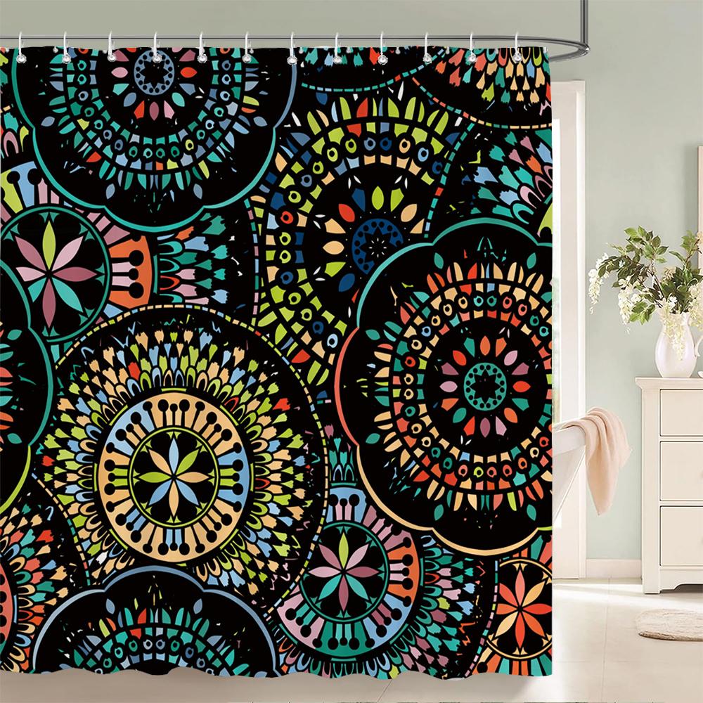 Bohemian style Shower Curtains Waterproof Polyester Fabric Boho Bath Curtains For Bathroom Bathtub Curtain With Hooks
