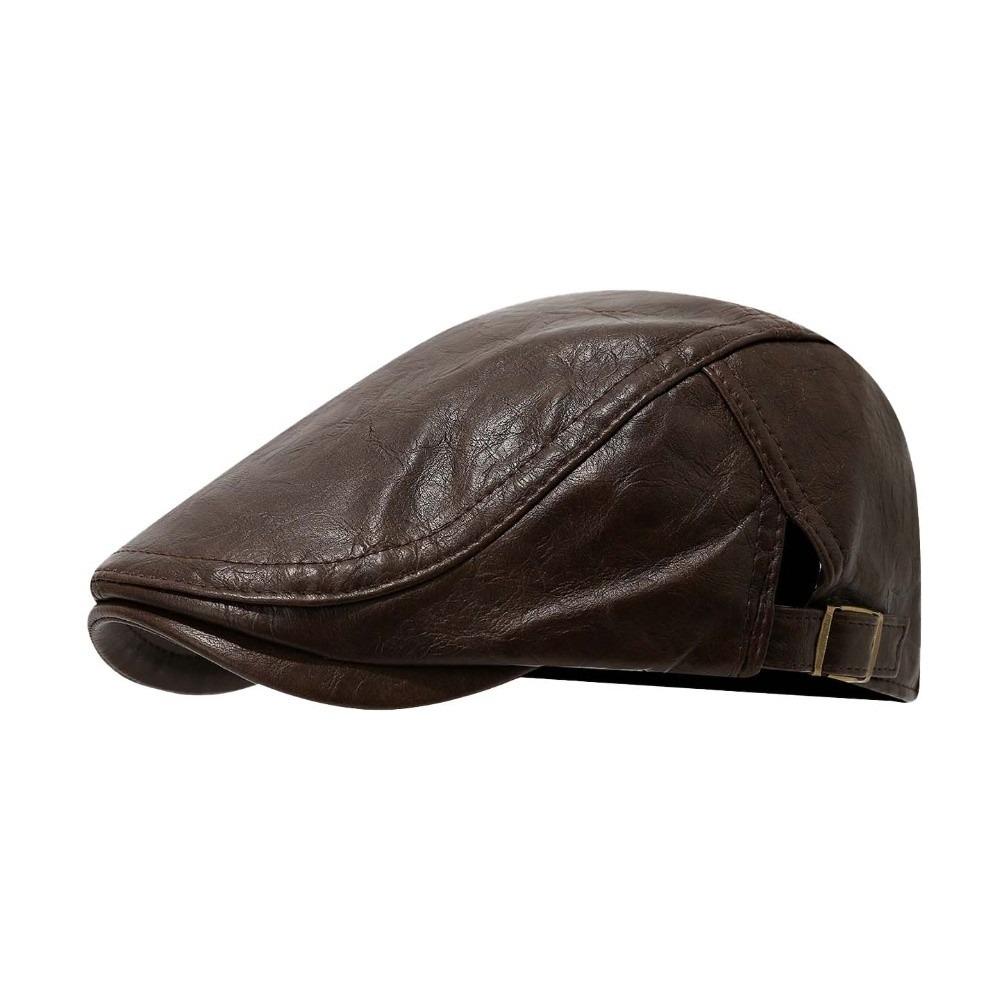 Autumn Winter Flat Cap British Style Newsboy Hat Duckbill Cap Leather Beret  Street Styling