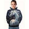Vêtements Cool pour Filles Équestres Animaux Impression 3D Automne Sweats à Capuche Manches Longues Amples Légers Sweat Confortable Vêtements pour Enfants