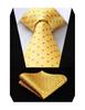 [HISDERN] Men's Business Tie, Silk, Washable, Yellow, Polka Dot Pattern, Stylish, for Weddings, Job Hunting, Entrance Ceremonies, Graduation