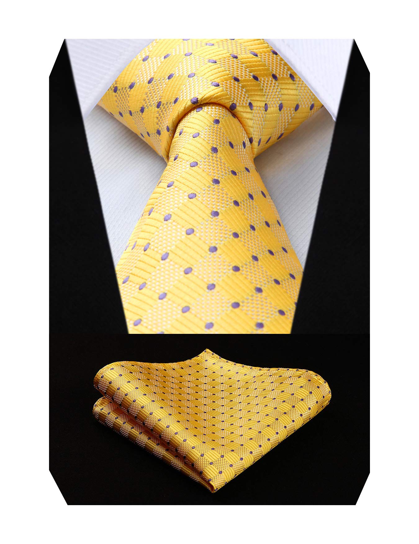 [HISDERN] Мужской деловой галстук, шелк, стираемый, желтый, в горошек, стильный, для свадеб, поиска работы, церемоний поступления, выпускных