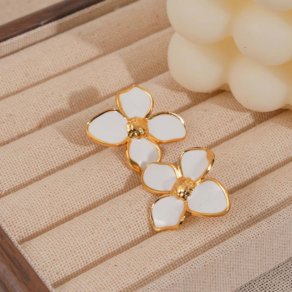 European Flower Bow Textured Metallic Stud Earrings for Women - Luxurious, Fashionable Style