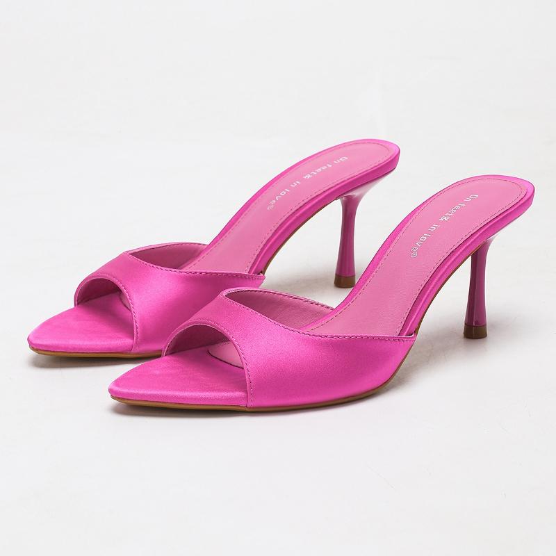 

Fashion Sexy Open-toe Thin Heel Slippers Women Fashion Pointy Toe Slide Sandals Elegant Comfortable Banquet Dress Shoes Zapatos De Mujer 35