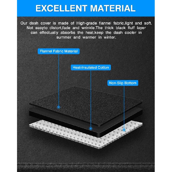 Autorder Dashboard Cover Mat For 2007-2013 Chevy Chevrolet Silverado/GMC Sierra With Two Glove Boxes Accessories Dash Cover Flannel Dash Mat Sunshade