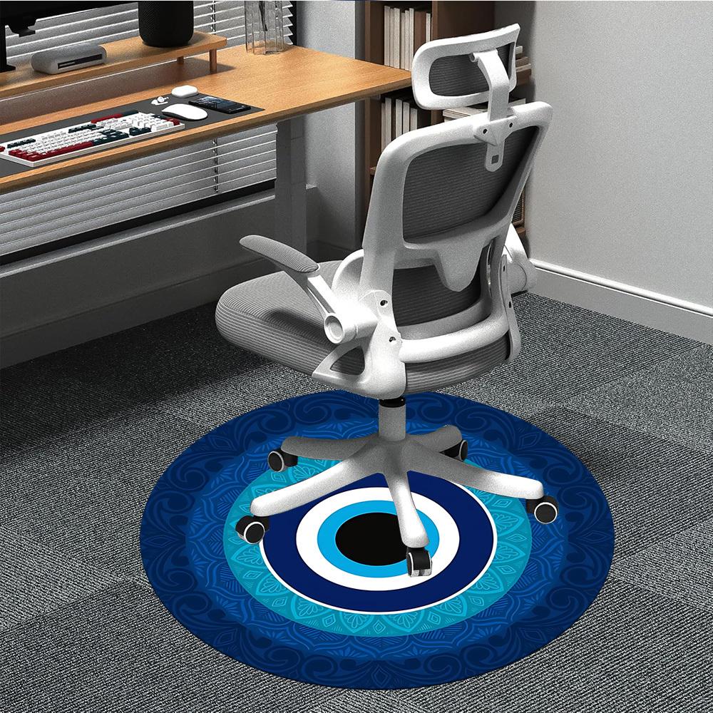 1 Stück Blaue Nazar-Dekoration Stuhlteppich für das Büro, Weiche bequeme Matte für Büro, Wohnzimmer, Schlafzimmer, Maschinenwaschbarer Teppich yy251112098