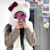 Sfhallokitty Bow Hat Warm Plush Autumn And Winter Student Girl Kitty Cat
