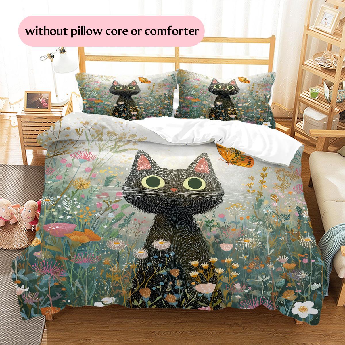 

Flat Illustration Animals Pattern Bedding Quilt Set Home Decoration Gift (1 * duvet cover + 2 * pillowcase without core) 135x200cm